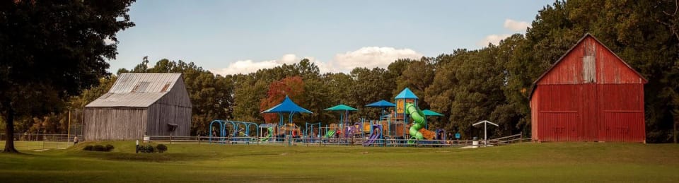 Playground and barn at Hallowing Point Park