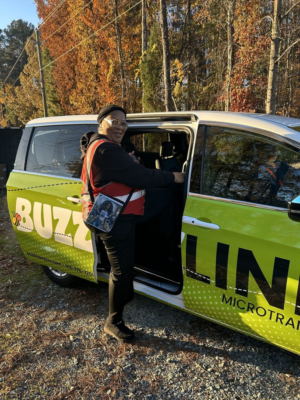 First rider on Buzzline Microtransit