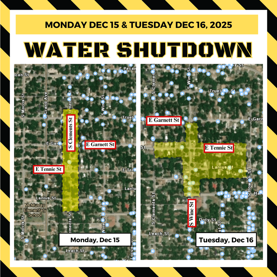 Maps of areas affected by the water shutoff. 