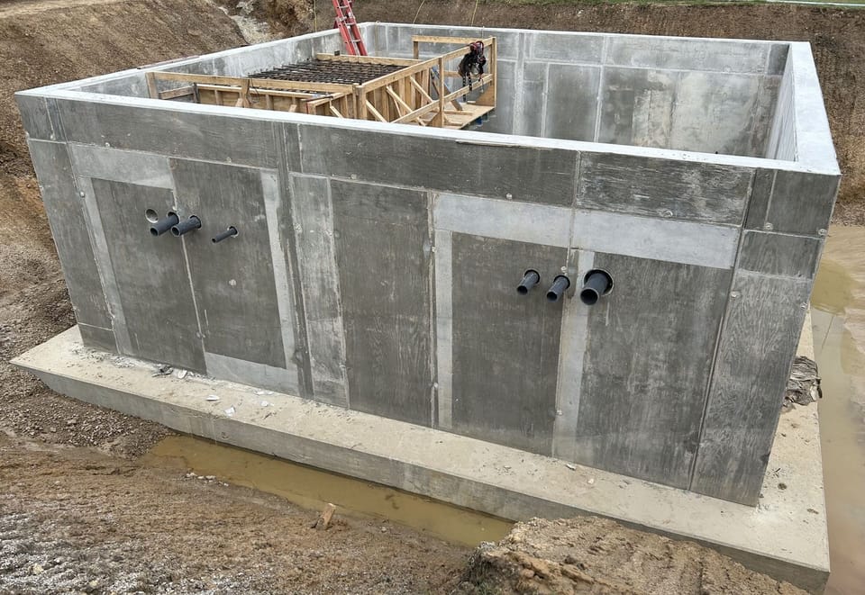 Photo of chemical containment pit's foundation