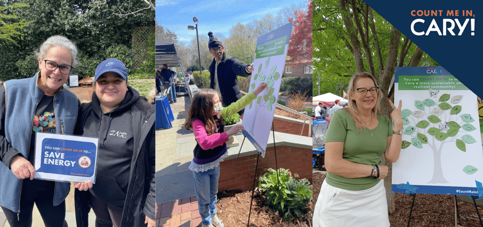Images of Cary Climate Ambassadors at community events.