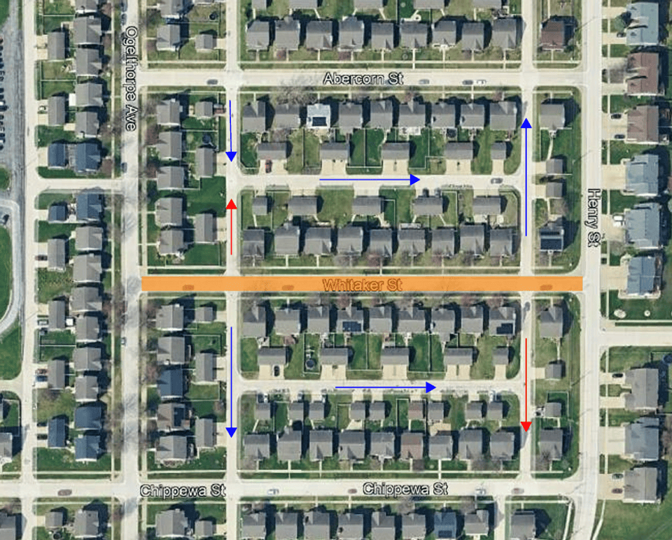 Image showing Whitaker Avenue closed from Oglethorpe Street to Henry Street. 