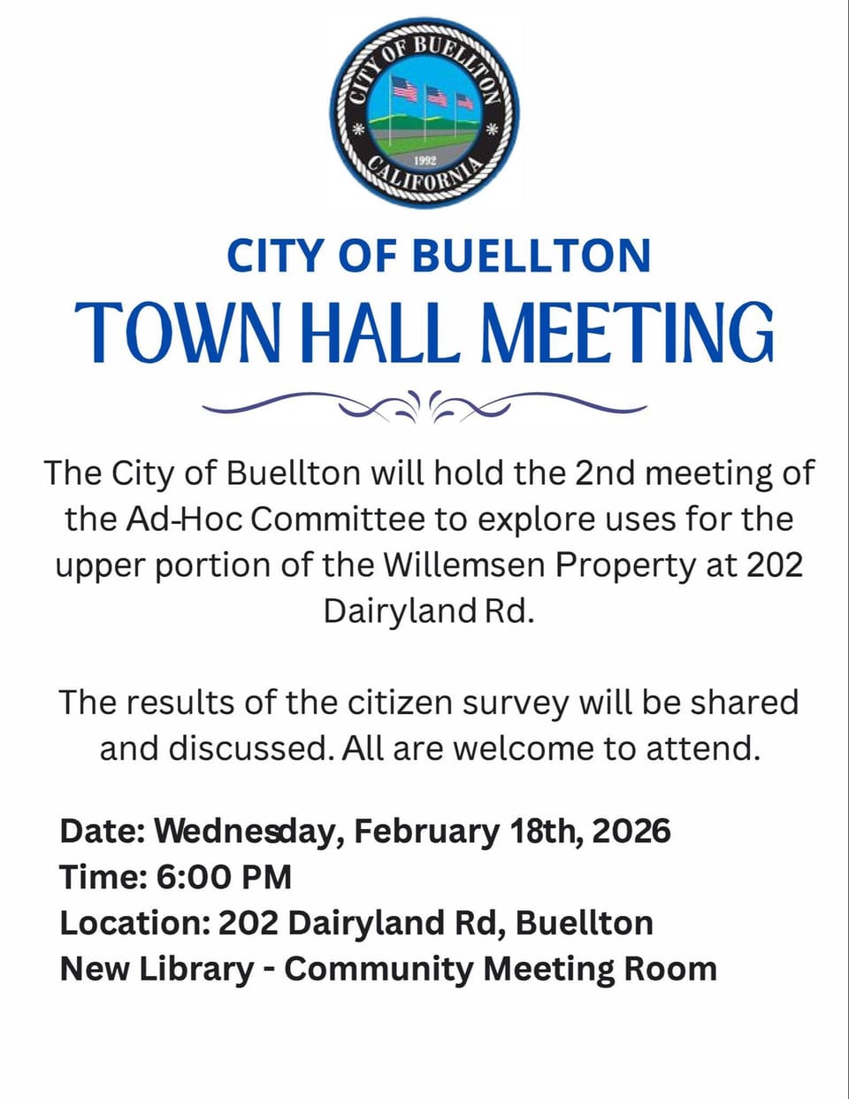 Ad Hoc Meeting annoucement