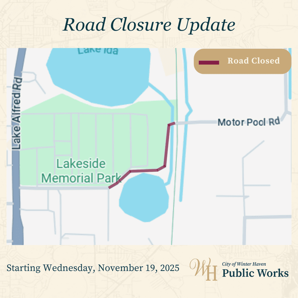 Map of Motor Pool Rd road closure Phase 2