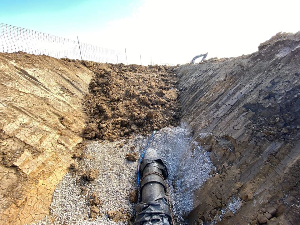 Photo of main drain sump line