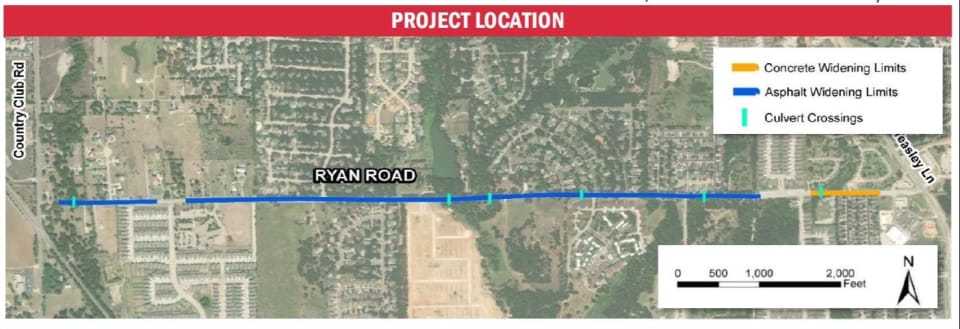 Map of Ryan Road Project location