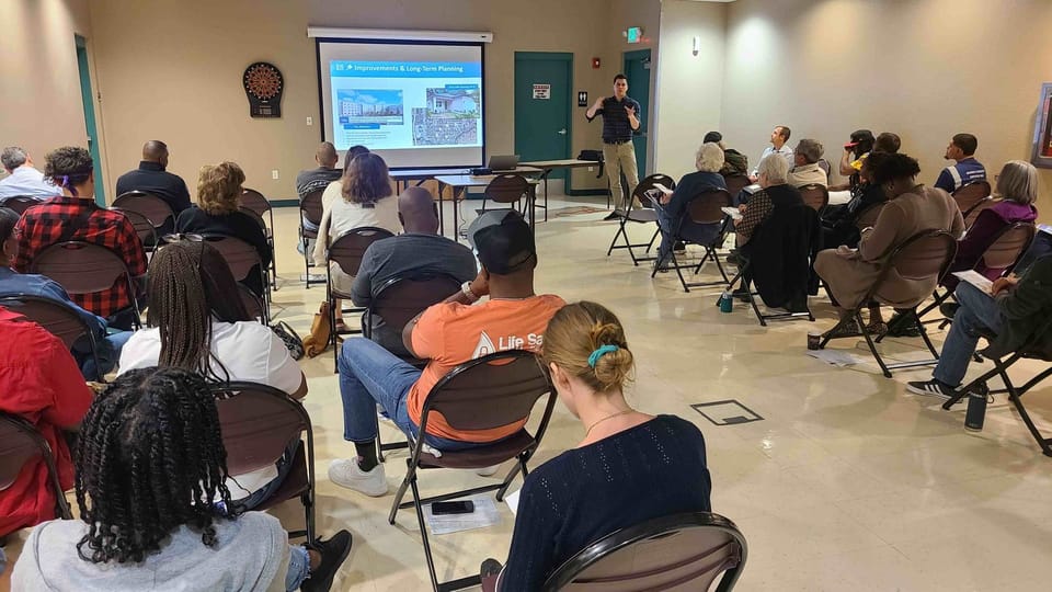 City staff talk with residents about the Sulphur Springs Master Plan.  