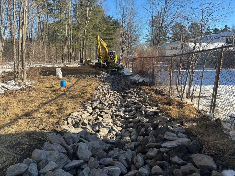 GSG beginning swale improvement work behind Ludlow St on the Evergreen Cemetery property.