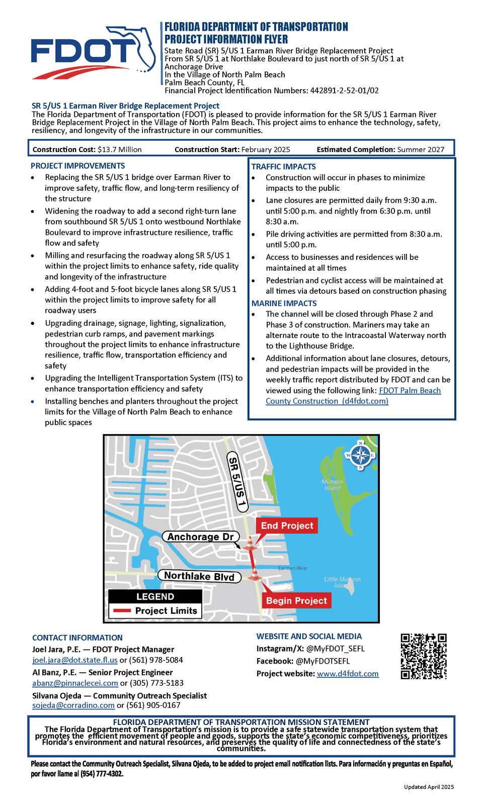 SR 5 US 1 Earman River Bridge Replacement Project Information.