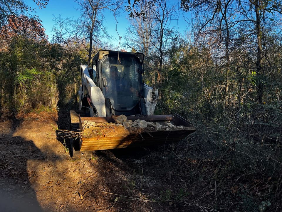 Construction truck on trail