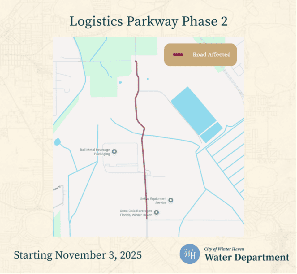 Map showing the road affected 