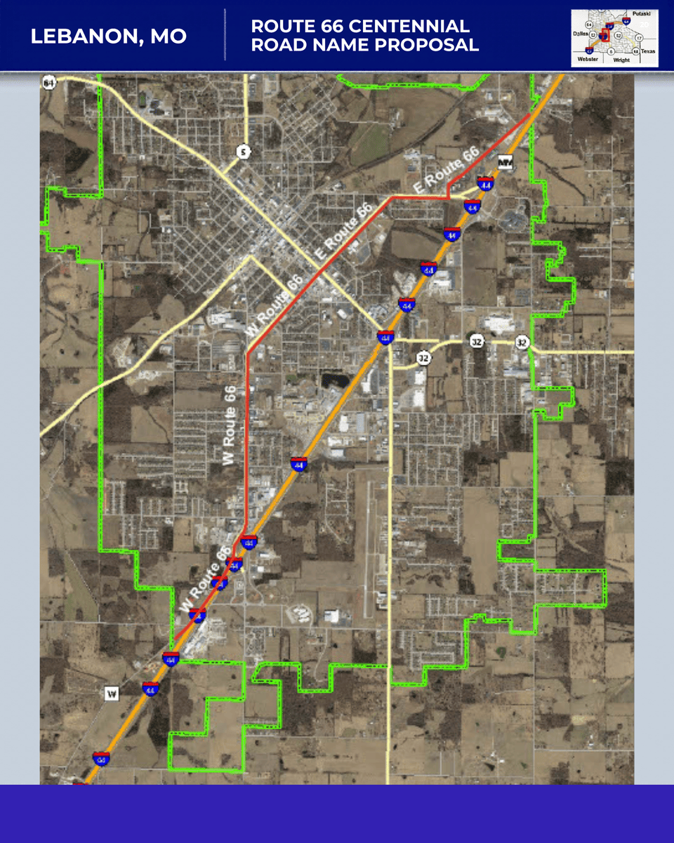Map of Elm Street proposed Route 66
