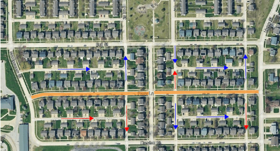 Image showing Perry Lange closed from Montgomery Street to Henry Street. 