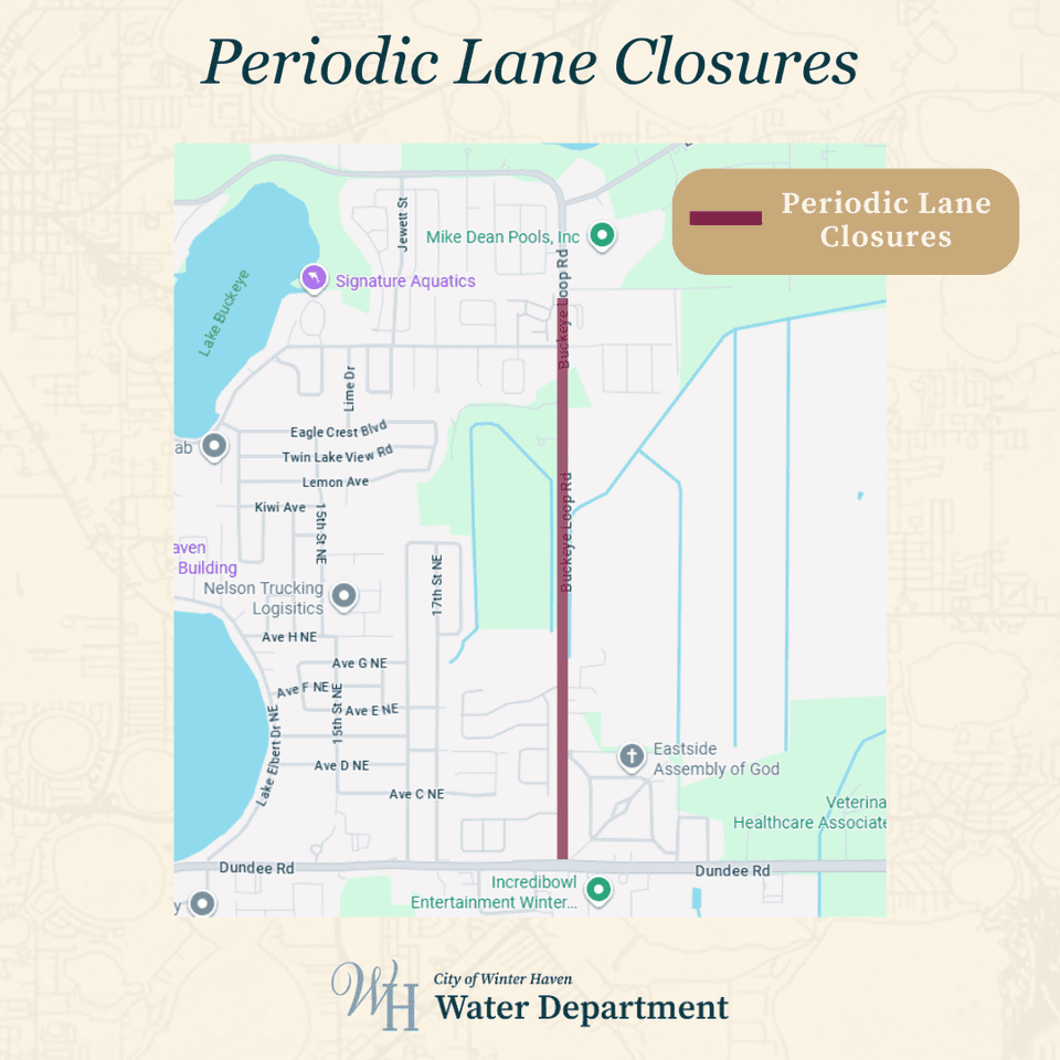 Map showing the Buckeye Loop Road project area where periodic lane closures will occur.