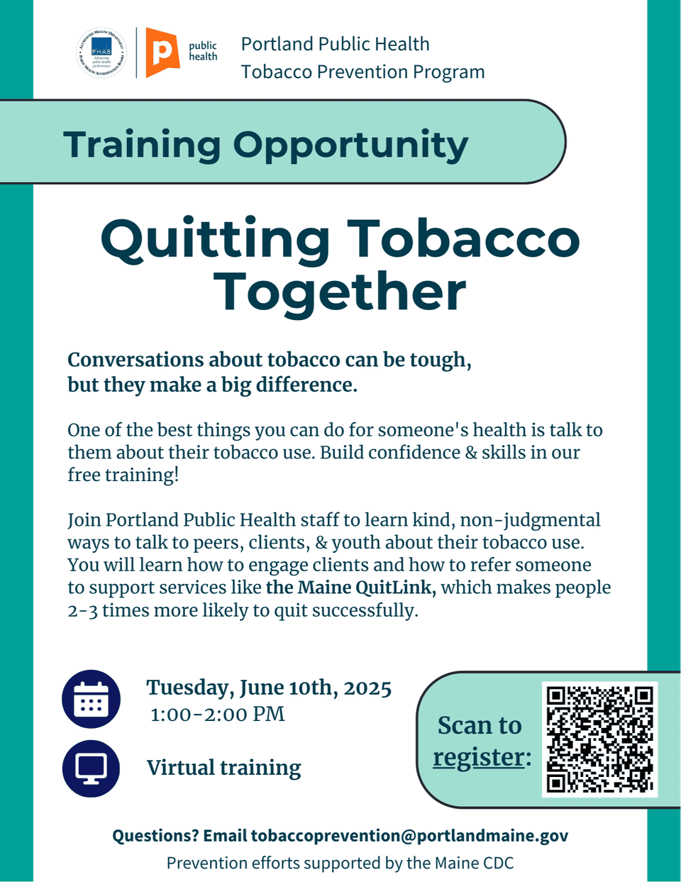 flyer advertising date and time of training, using the same text in the body of this message.