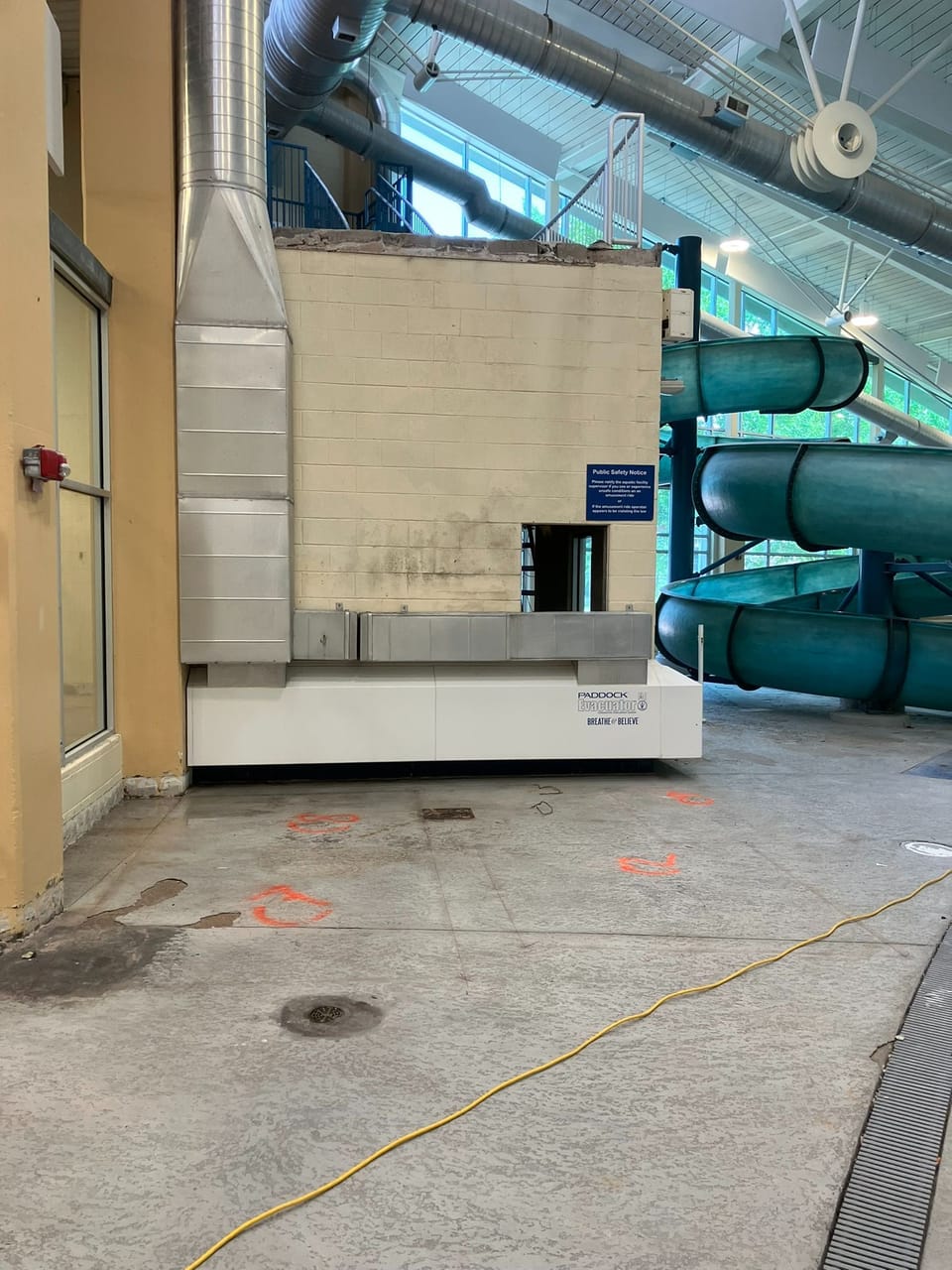 demolition of spiral stairs by pool