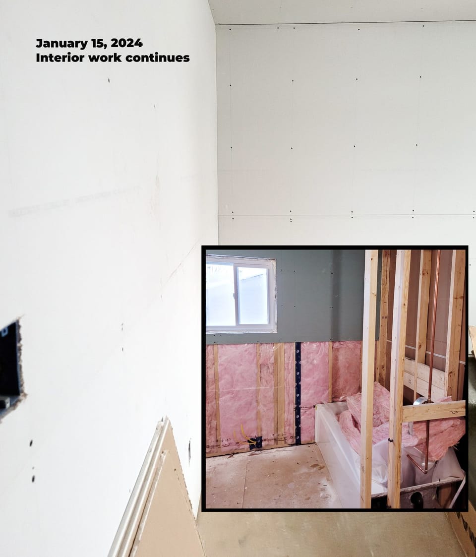 Interior work, drywall and insulation