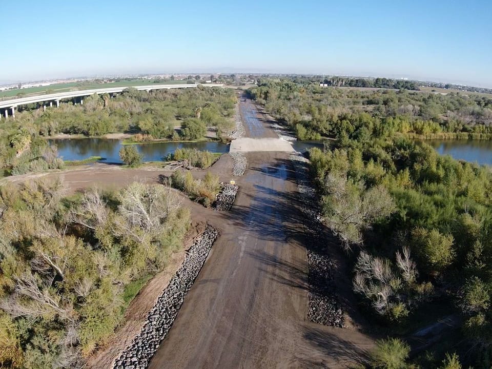 Aerial image of the Base&Meridian looking north