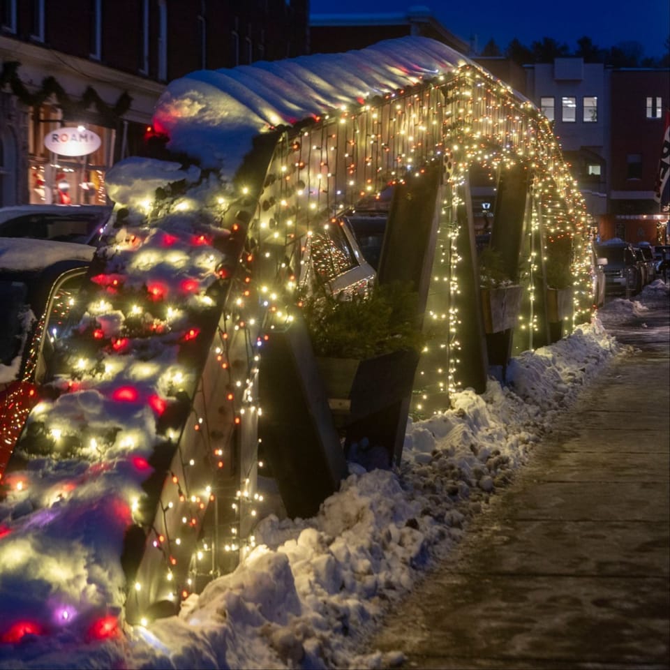 Langdon St. Bridge Lights in snow 