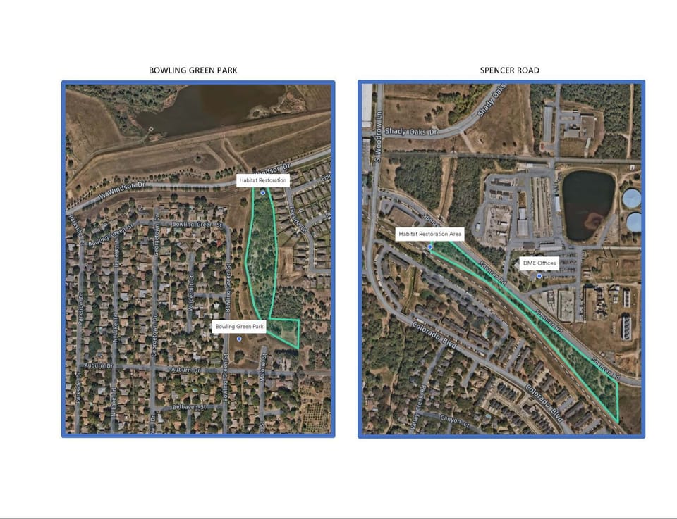 Map of Bowling Green park and spencer road forested area