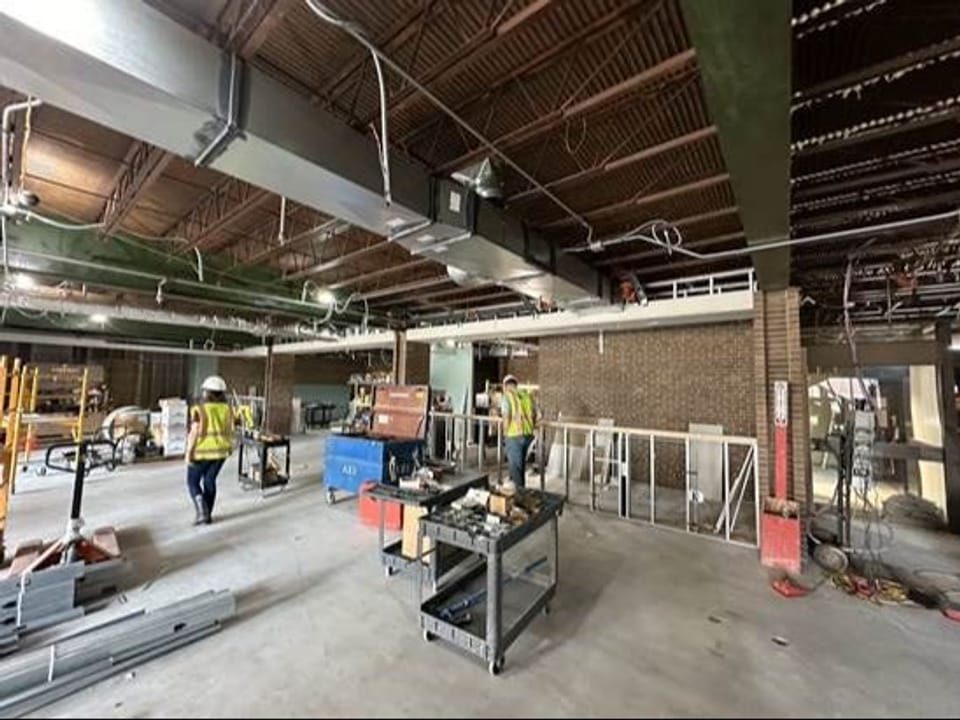 Image of renovations at on the first floor of the Normal Public Library