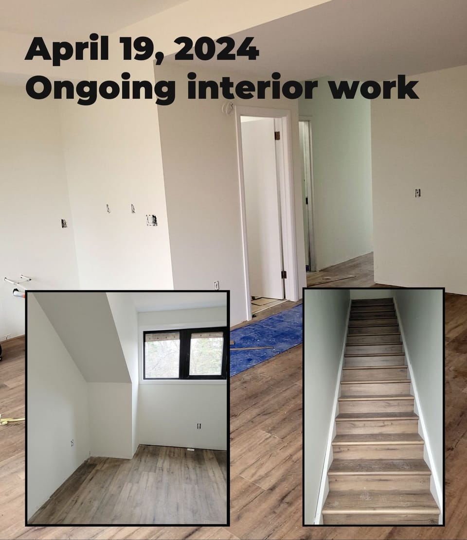 interior work, living room and wooden staircase