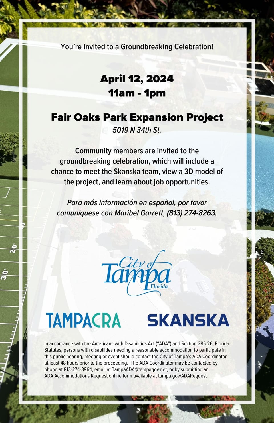 Graphic invitation for the April 12 groundbreaking celebration