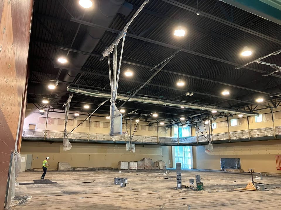 newly painted gym ceiling