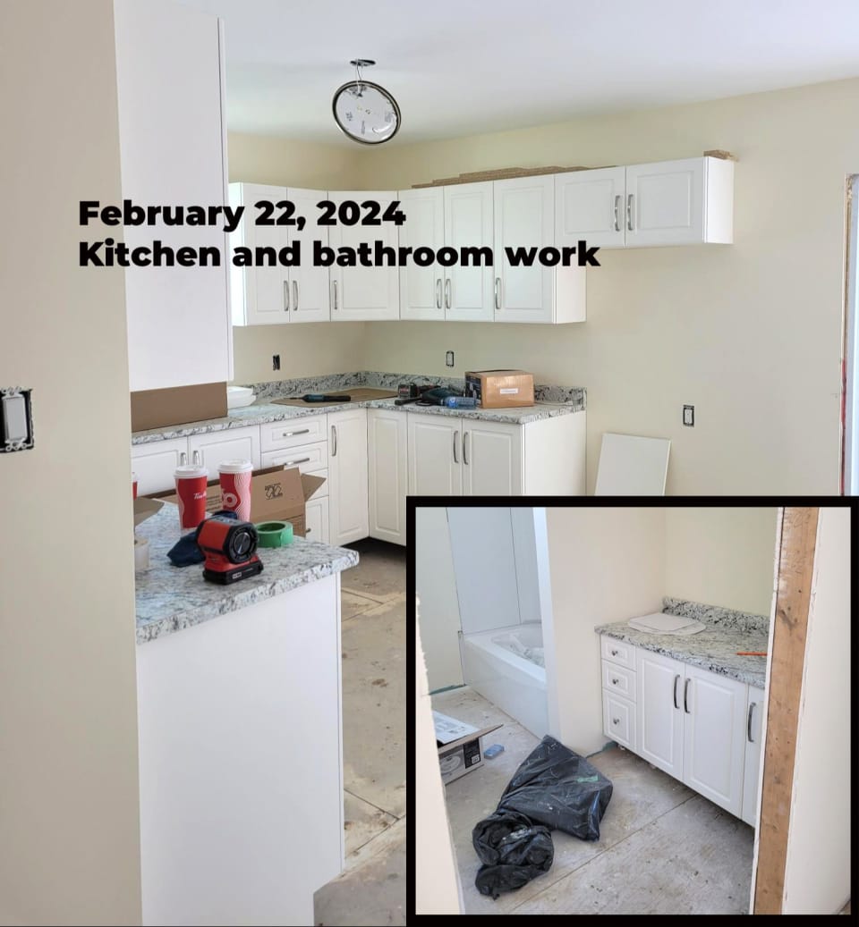 kitchen and bathroom work in progress
