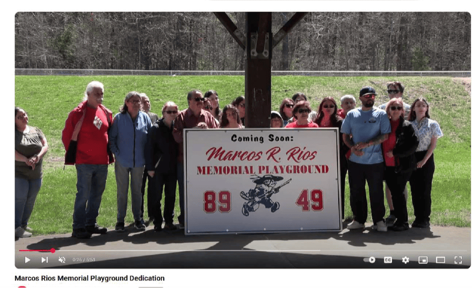 Screenshot of Marcos Rios Memorial Playground Dedication
