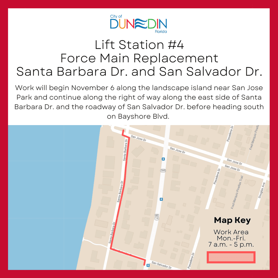 map of force main work on santa barbara drive