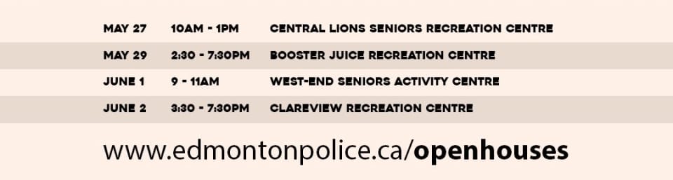Open house schedule: May 27 at 10 am - 1 pm, May 29 at 2:30 pm to 7:30 pm, June 1 at 9 to 11 am, and June 2 at 3:30 to 7:30 pm