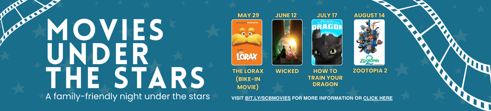 Movies Under the Stars starting at dusk. View movies all summer long at Sidney Friedman Park