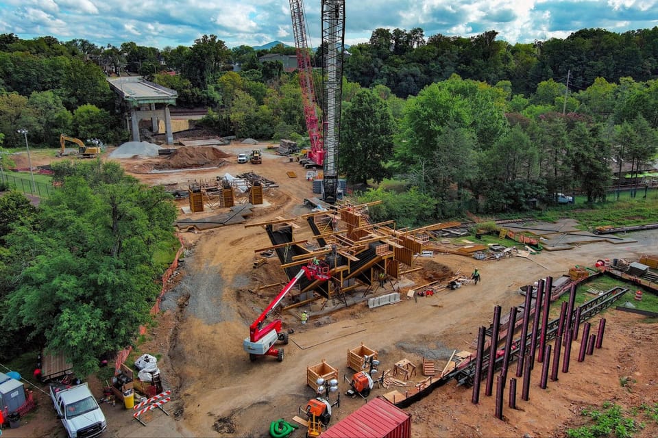 Y-Piers, piles, and Wasena Bridge Construction