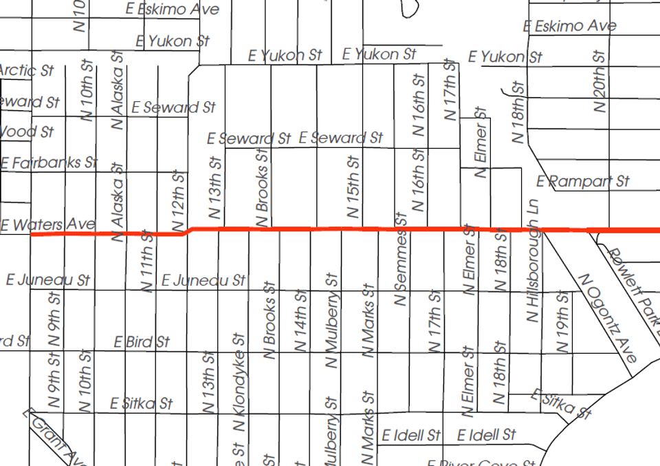 Map of street grid in Sulphur Springs neighborhood 