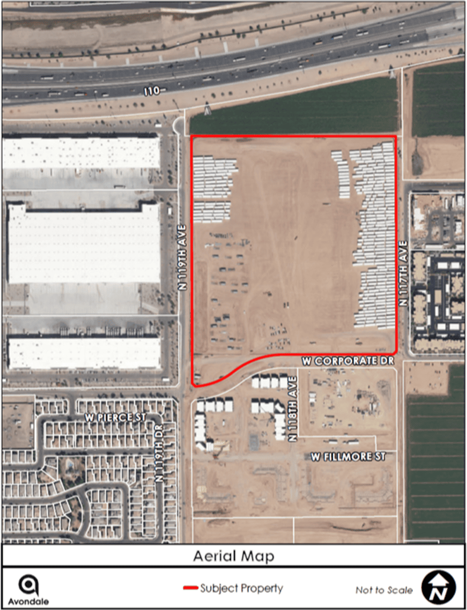 aerial map of parcel at 117th Avenue and Corporate Drive in Avondale, Arizona
