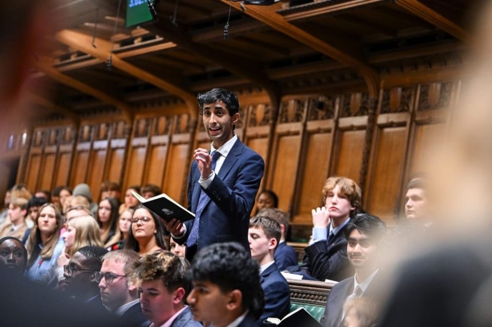 A Surrey Member of Youth Parliament speaking in the House of Commons