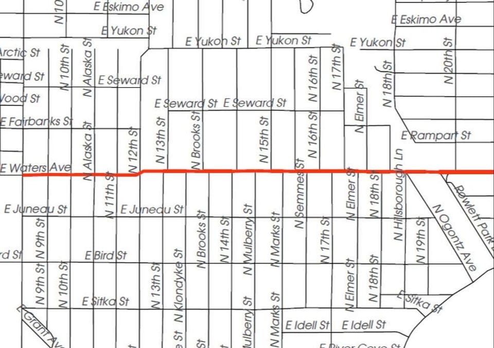 map displaying East Waters Avenue in Sulphur Springs 