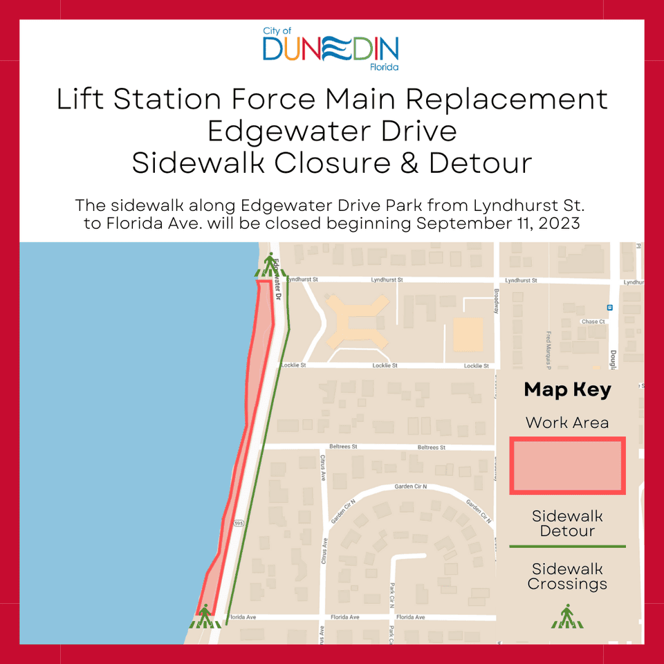 crosswalk detour along edgewater drive