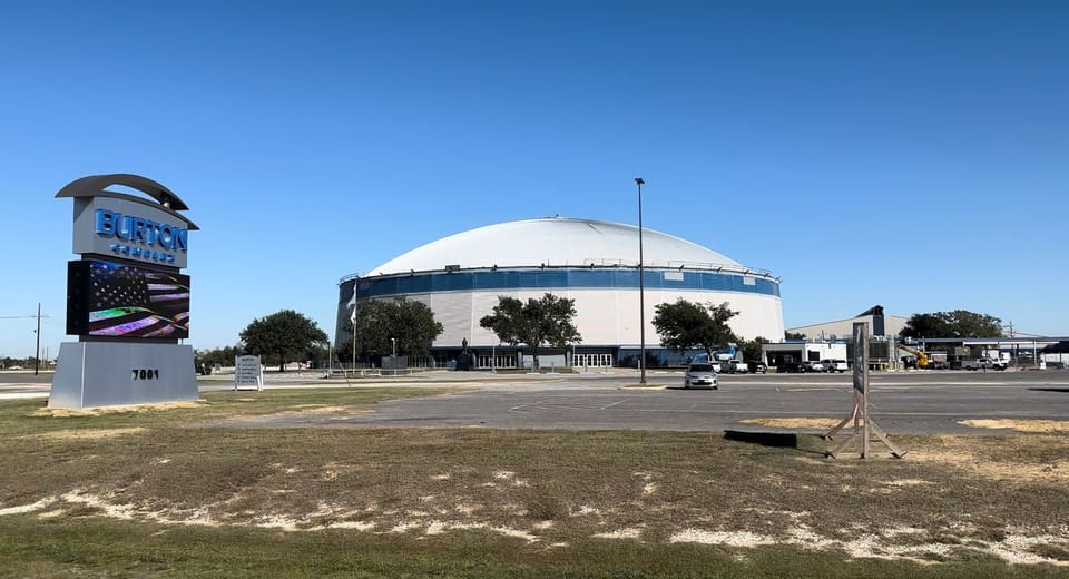The new marquee sign in front of the Burton Complex