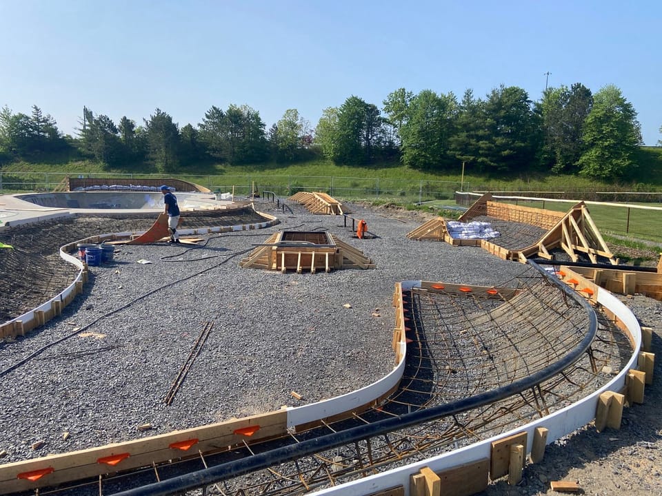 Gravel and form work ready for the cement mixer and pump truck to arrive