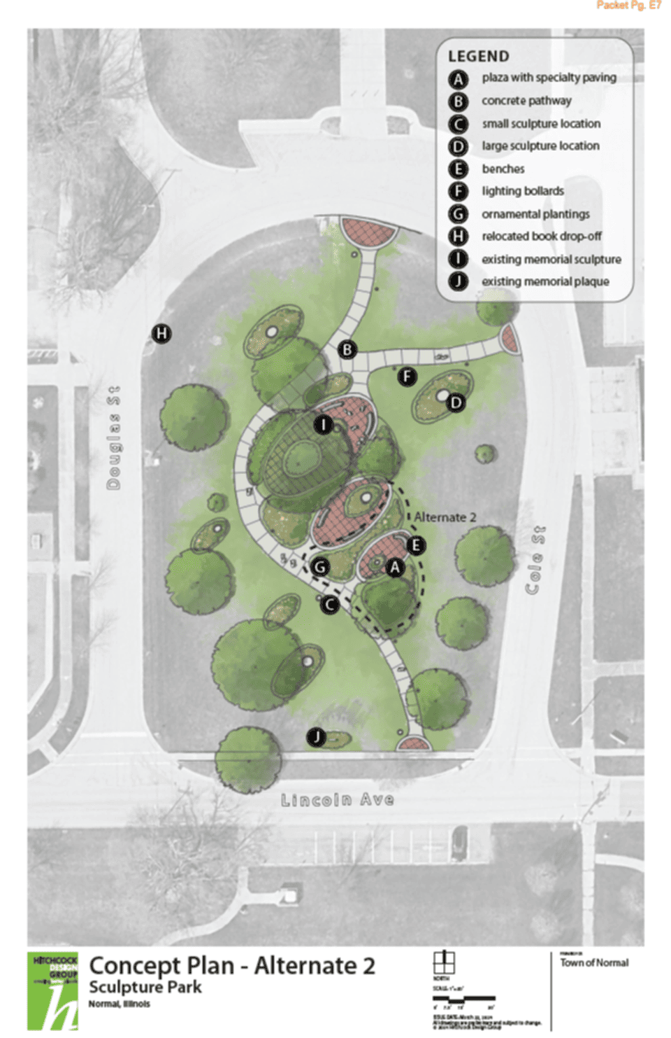 Illustrated conceptual rendering of proposed sculpture park layout by Hitchcock Deisgn Group