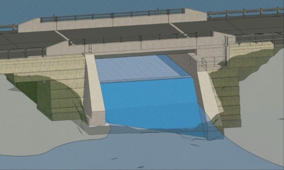 Rendering of New Broomes Creek Dam and Bridge