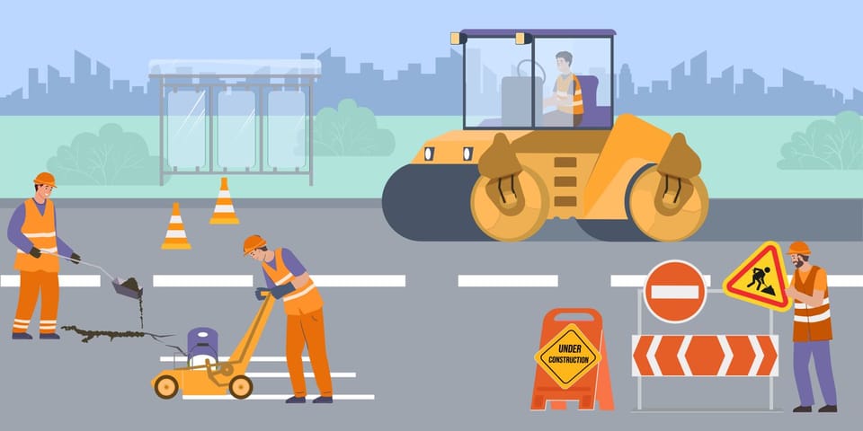 Graphic of construction crew working on streets