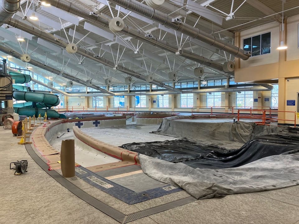 drained indoor pool at Tom Muehlebeck recreation center 