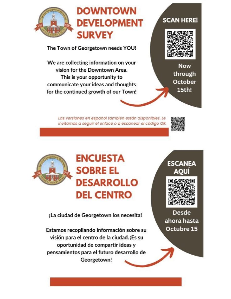 survey flyer with english and spanish