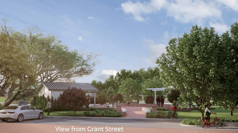 Rendering of downtown pocket park viewed from Grant Street 
