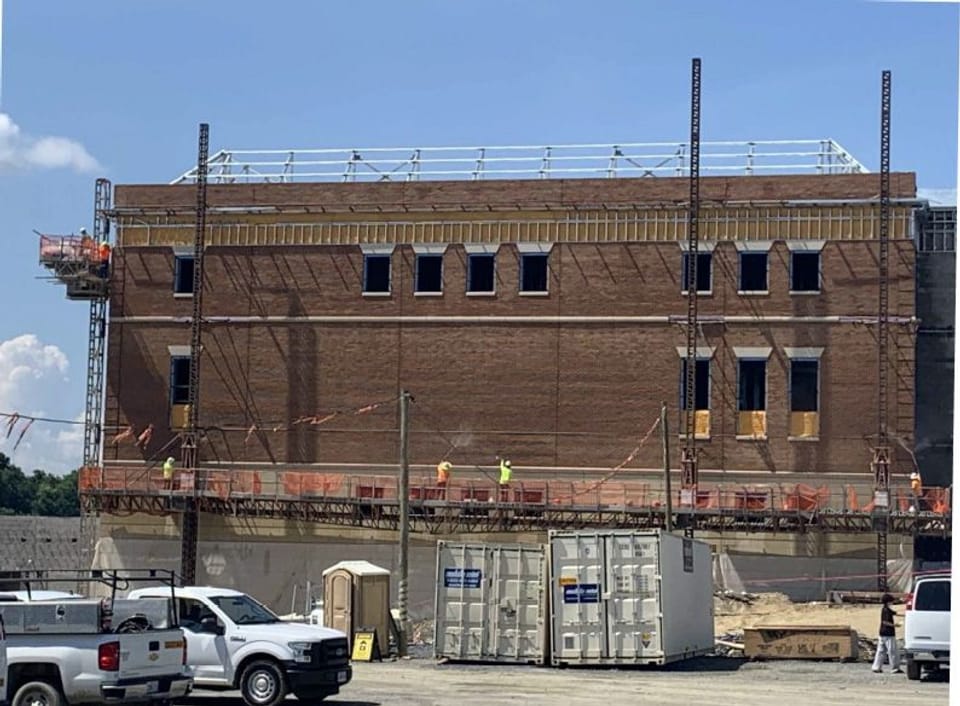 June 2025 - Verona courthouse construction progress, brick veneer